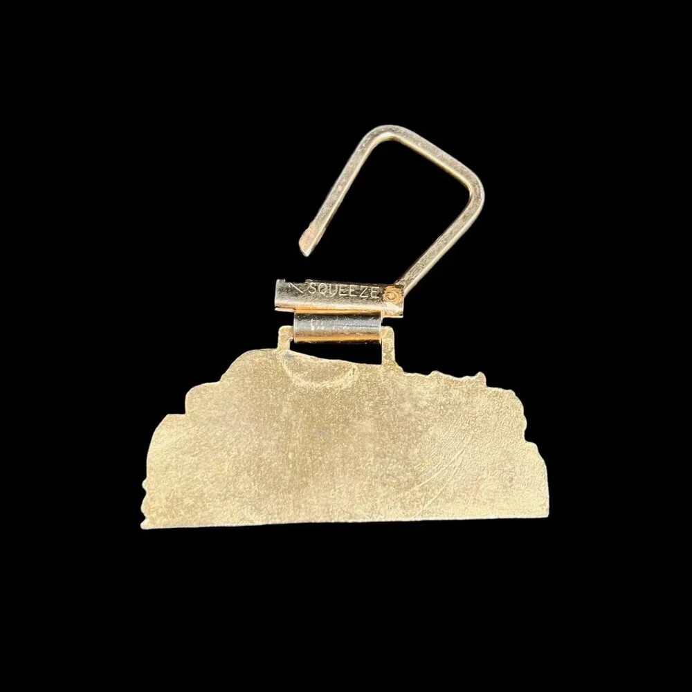 Vintage Gold Tone W/Red, White And Blue Enamel Train Locomotive Key FOB (5353) - Picture 5 of 5